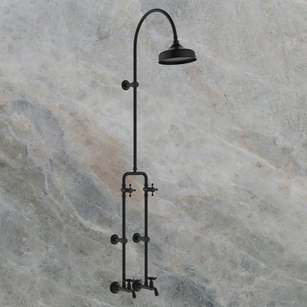 Fienza Lillian Exposed Rail Shower And Bath Set Matte Black