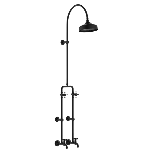 Fienza Lillian Exposed Rail Shower And Bath Set Matte Black
