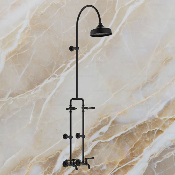 Fienza Lillian Lever Exposed Rail Shower And Bath Set Matte Black