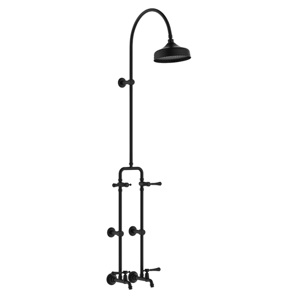 Fienza Lillian Lever Exposed Rail Shower And Bath Set Matte Black