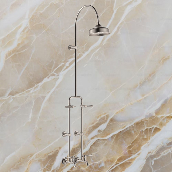 Fienza Lillian Lever Exposed Rail Shower And Bath Set Brushed Nickel