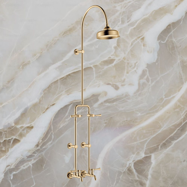 Fienza Lillian Lever Exposed Rail Shower And Bath Set Urban Brass
