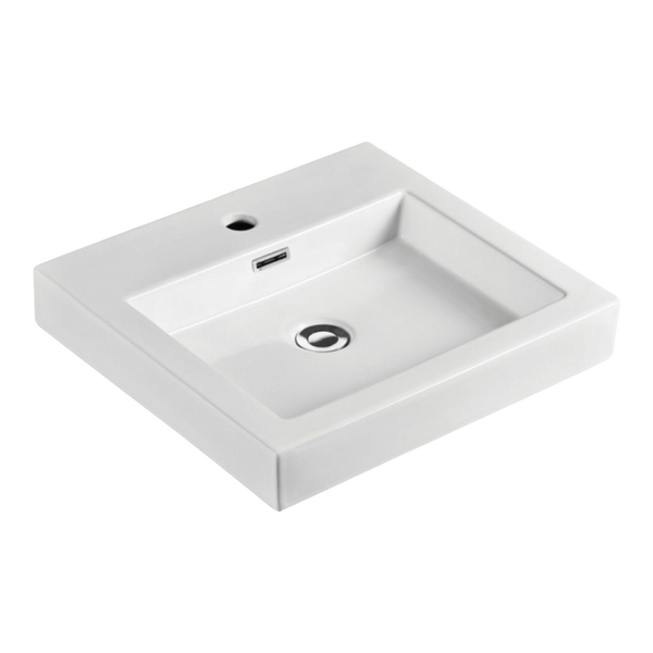 Fienza Como Above Counter Basin with Overflow 1 Tap Hole Gloss White