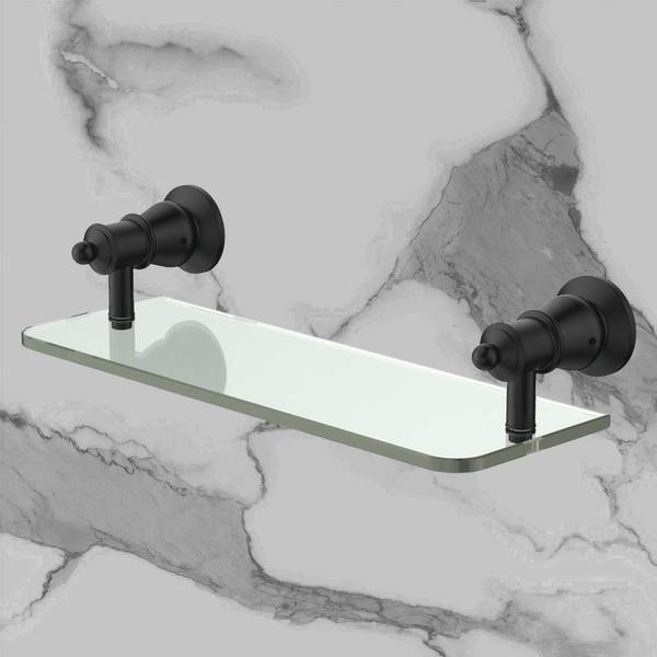 Fienza Lillian Glass Shelf Matte Black