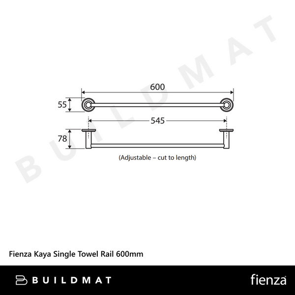 Fienza Kaya Single Towel Rail 600mm Chrome
