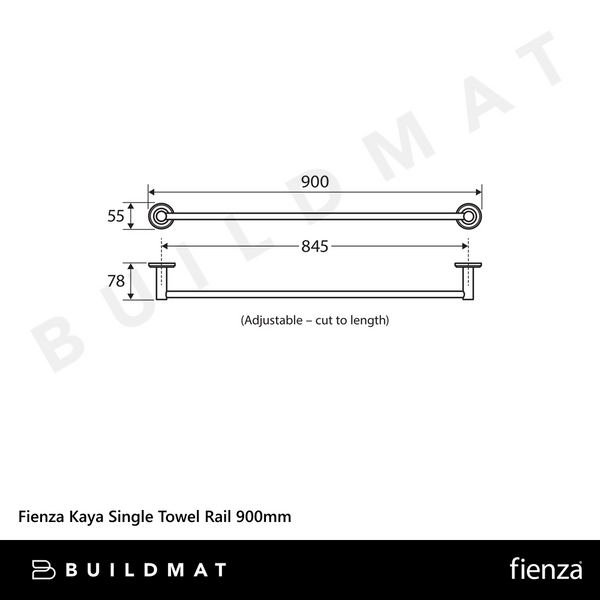 Fienza Kaya Single Towel Rail 900mm Urban Brass