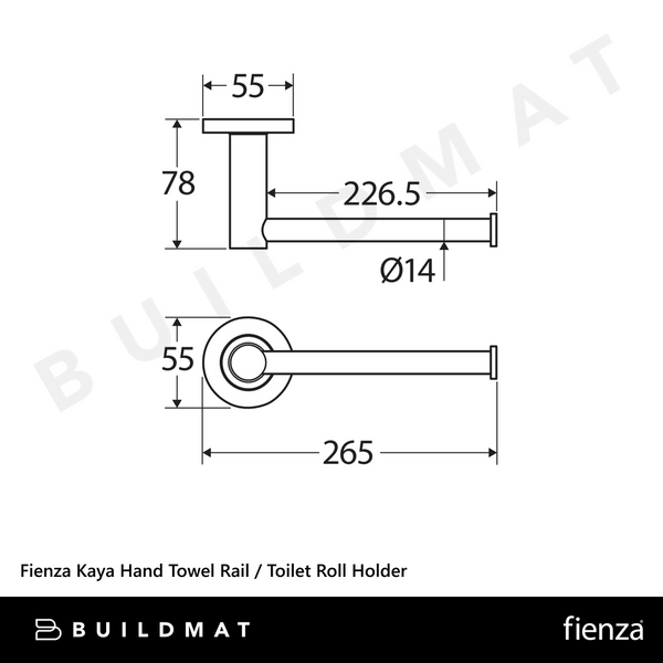 Fienza Kaya Hand Towel Rail / Toilet Roll Holder Brushed Copper