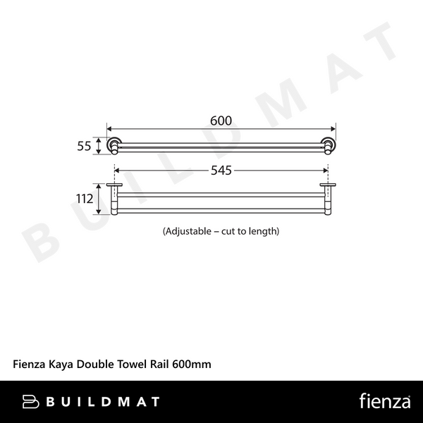 Fienza Kaya Double Towel Rail 600mm Chrome