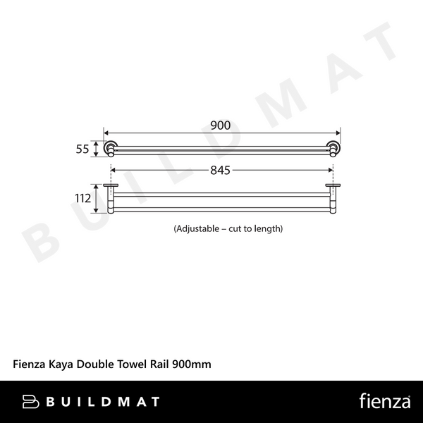 Fienza Kaya Double Towel Rail 900mm Urban Brass