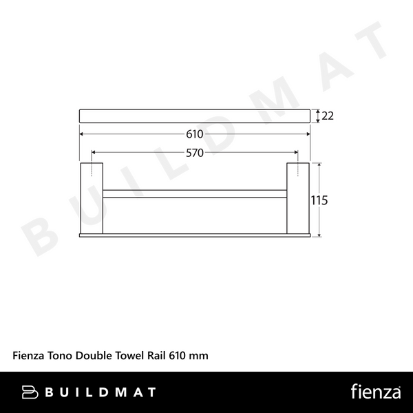 Fienza Tono Double Towel Rail 610 mm Urban Brass