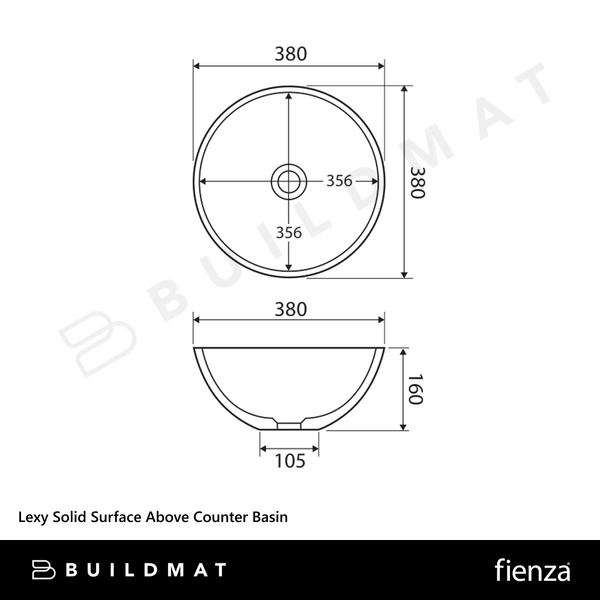 Fienza Lexy Solid Surface Above Counter Basin Matte White