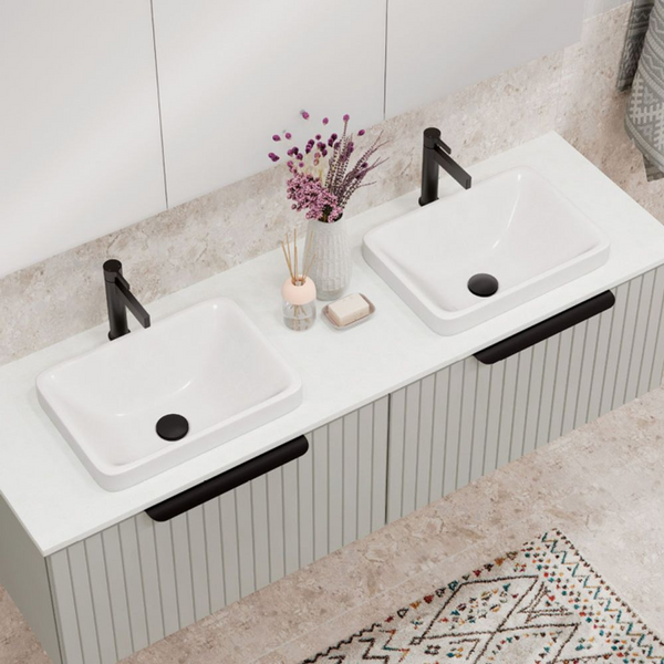 Fienza Kados Solid Surface Semi-Inset Basin Matte White