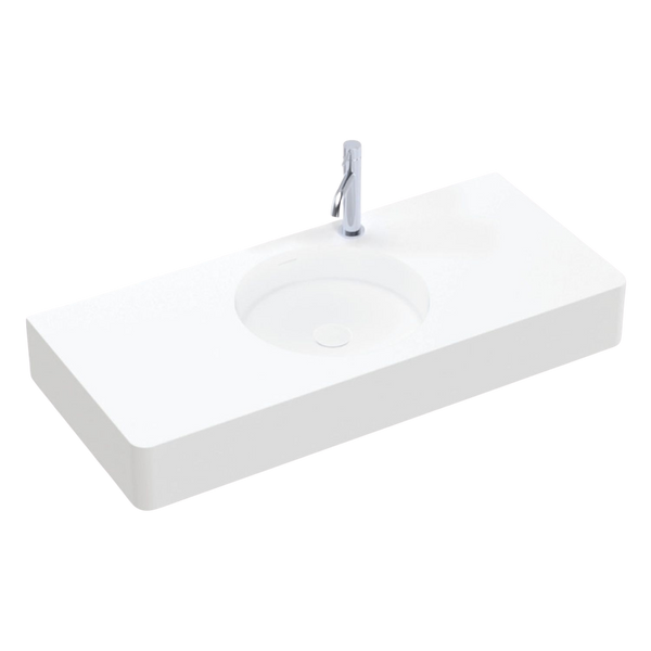 Fienza Encanto 1000mm Solid Surface Wall Hung Basin with Overflow 1 Tap Hole Matte White
