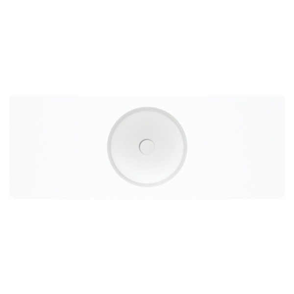 Fienza Encanto 1200mm Solid Surface Wall Hung Centre Bowl Basin with Overflow Matte White