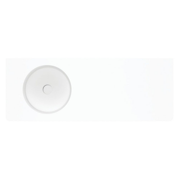 Fienza Encanto 1200mm Solid Surface Wall Hung Left Bowl Basin with Overflow Matte White