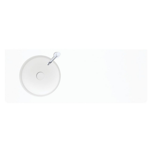 Fienza Encanto 1200mm Solid Surface Wall Hung Left Bowl Basin with Overflow 1 Tap Hole Matte White