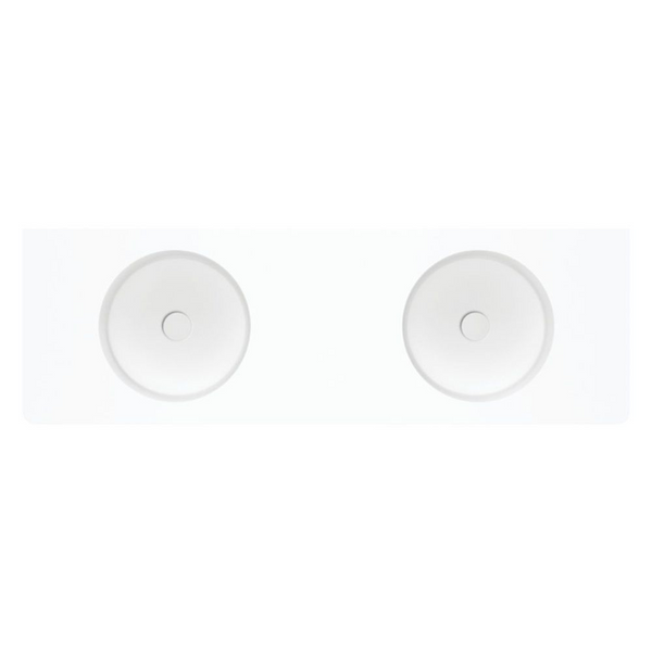 Fienza Encanto 1400mm Solid Surface Wall Hung Double Bowl Basin with Overflow Matte White