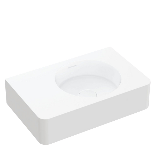 Fienza Encanto 470mm Solid Surface Wall Hung Basin with Overflow Matte White