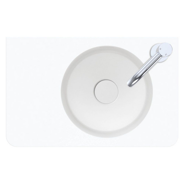 Fienza Encanto 470mm Solid Surface Wall Hung Basin with Overflow 1 Tap Hole Matte White