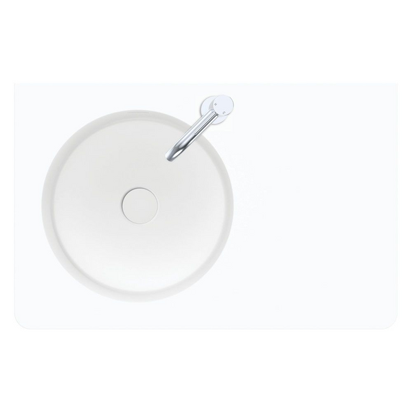 Fienza Encanto 700mm Solid Surface Wall Hung Left Bowl Basin with Overflow 1 Tap Hole Matte White
