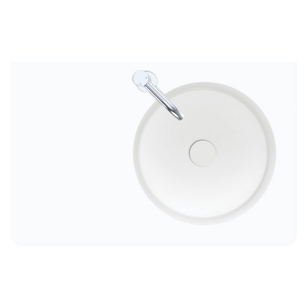 Fienza Encanto 700mm Solid Surface Wall Hung Right Bowl Basin with Overflow 1 Tap Hole Matte White