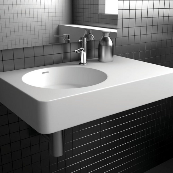 Fienza Encanto 700mm Solid Surface Wall Hung Left Bowl Basin with Overflow 1 Tap Hole Matte White