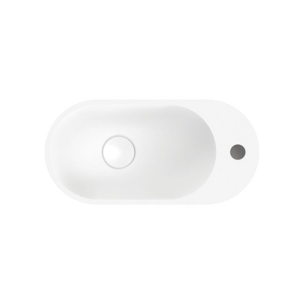 Fienza Ari Solid Surface Wall Hung Basin 1 Tap Hole Matte White