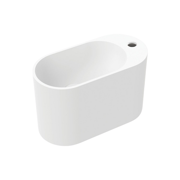 Fienza Ari Solid Surface Wall Hung Basin 1 Tap Hole Matte White