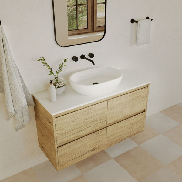 Fienza Nero Solid Surface Above Counter Basin Matte White