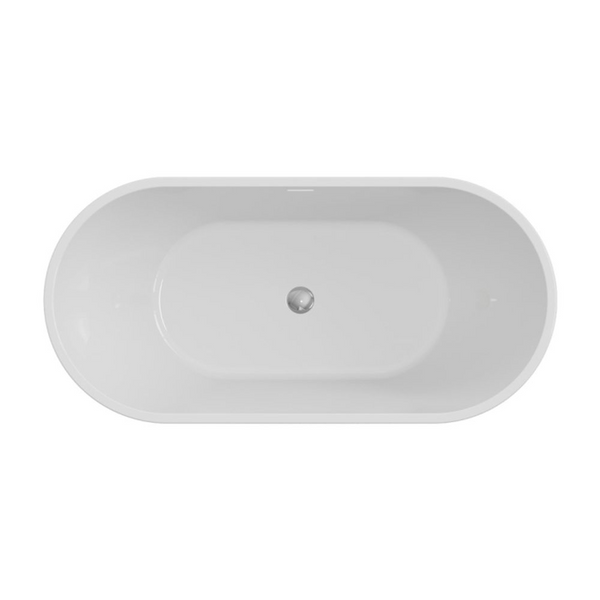 Fienza Koko 1500mm Freestanding Acrylic Bath with Overflow Gloss White