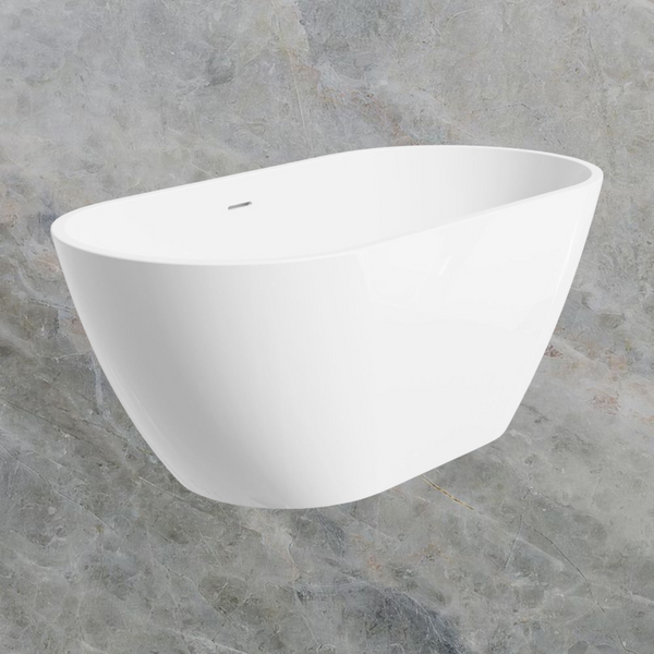 Fienza Koko 1500mm Freestanding Acrylic Bath with Overflow Gloss White