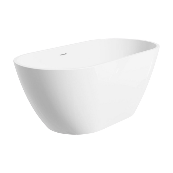 Fienza Koko 1500mm Freestanding Acrylic Bath with Overflow Gloss White