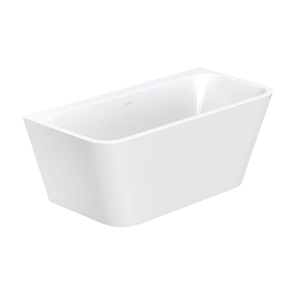 Fienza Delta 1500mm Back To Wall Bath with Overflow Gloss White