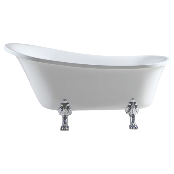 Fienza Clawfoot 1500mm Freestanding Bath with Overflow Gloss White