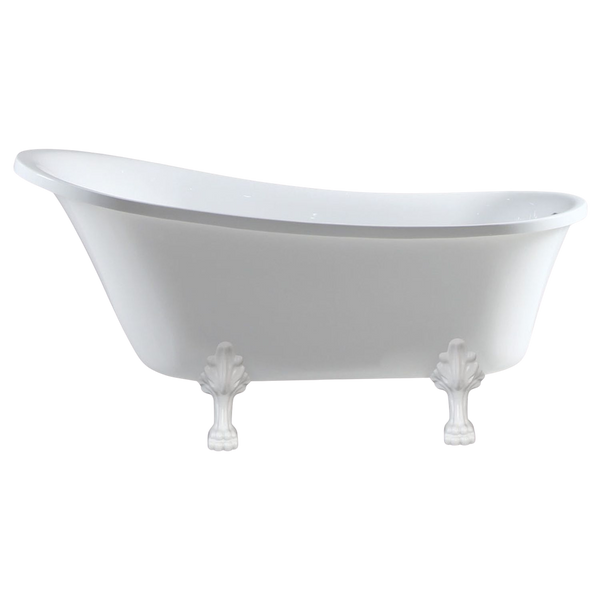 Fienza Clawfoot 1500mm Freestanding Bath with Overflow Gloss White