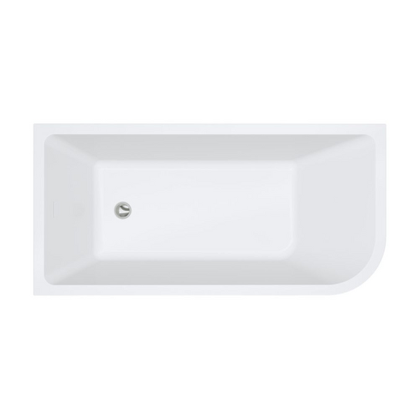 Fienza Hustle 1500mm Multi Fit Acrylic Right Hand Corner Bath with Overflow Gloss White