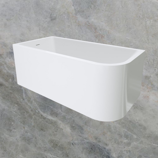 Fienza Hustle 1500mm Multi Fit Acrylic Right Hand Corner Bath with Overflow Gloss White