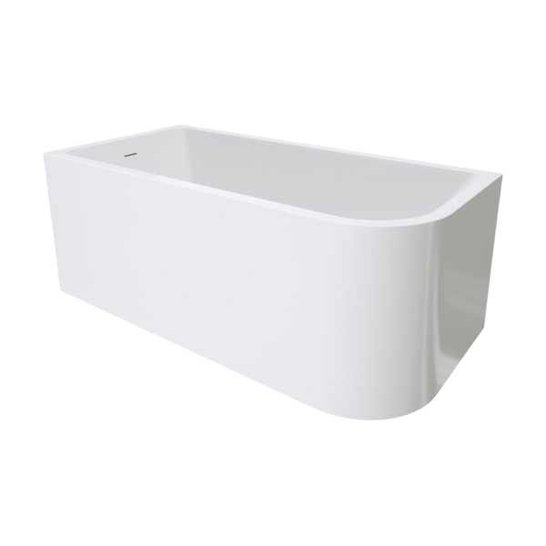 Fienza Hustle 1500mm Multi Fit Acrylic Right Hand Corner Bath with Overflow Gloss White
