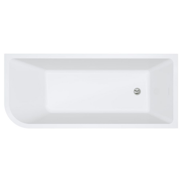 Fienza Hustle 1700mm Multi Fit Acrylic Left Hand Corner Bath with Overflow Gloss White