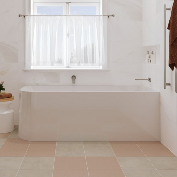 Fienza Hustle 1700mm Multi Fit Acrylic Left Hand Corner Bath with Overflow Gloss White