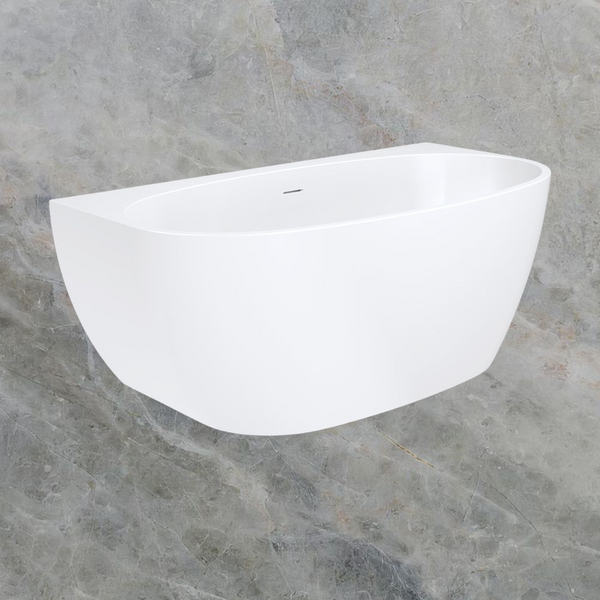 Fienza Keeto 1500mm Back To Wall Acrylic Bath with Overflow Gloss White