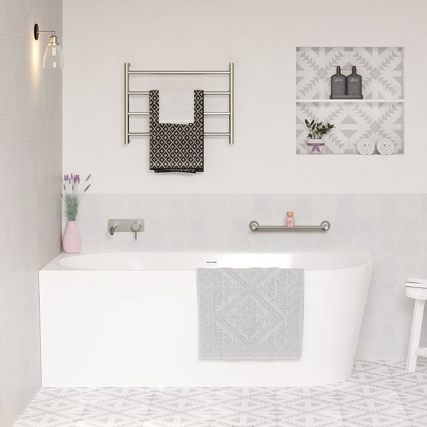 Fienza Isabella Right Hand Acrylic Corner Bath 1700mm with Overflow Gloss White