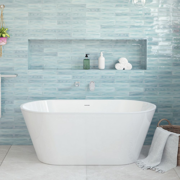 Fienza Austin 1500mm Freestanding Acrylic Bath with Overflow Gloss White