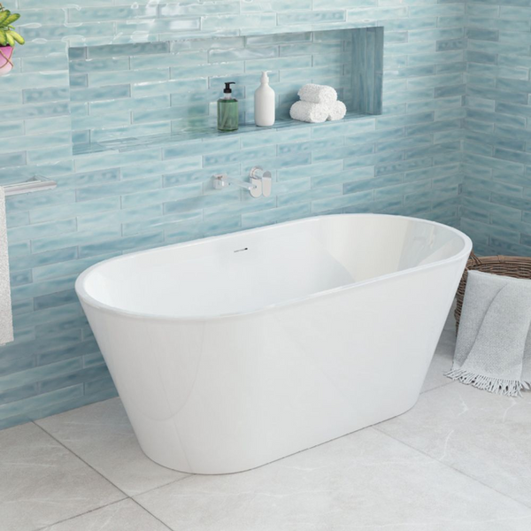 Fienza Austin 1500mm Freestanding Acrylic Bath with Overflow Gloss White