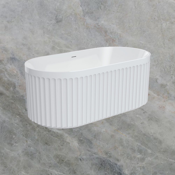 Fienza Eleanor 1500mm Freestanding Acrylic Bath with Overflow Gloss White