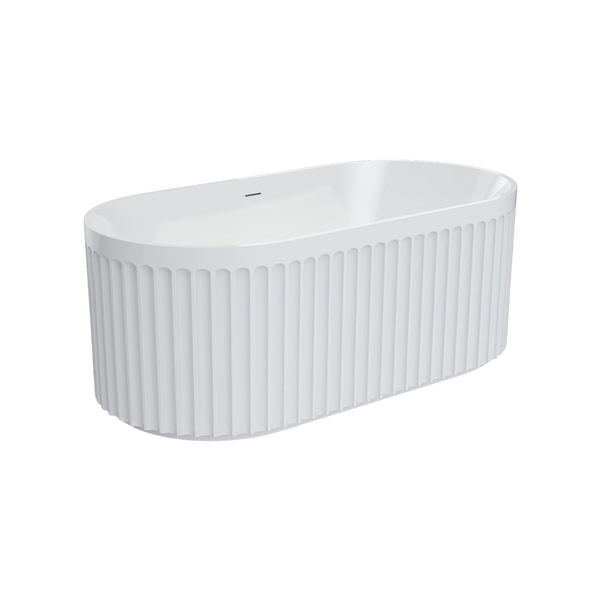 Fienza Eleanor 1500mm Freestanding Acrylic Bath with Overflow Gloss White