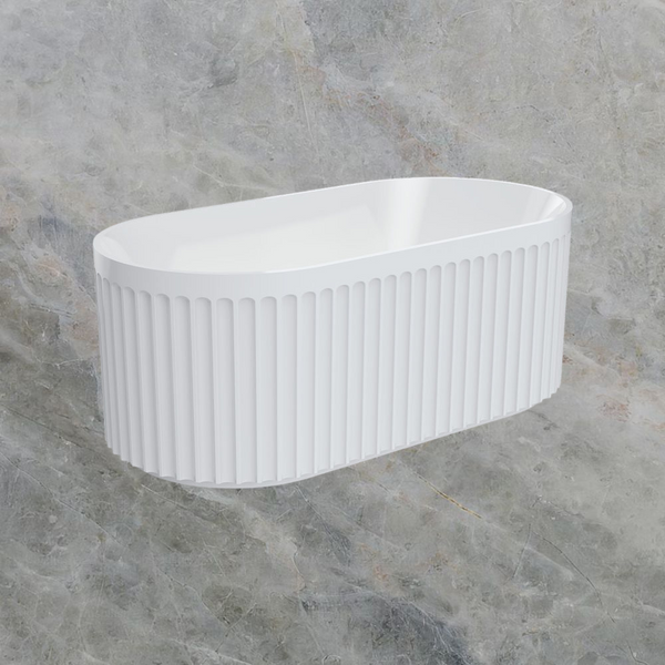 Fienza Eleanor Fluted Freestanding Acrylic Bath 1500mm Gloss White