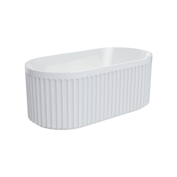 Fienza Eleanor Fluted Freestanding Acrylic Bath 1500mm Gloss White