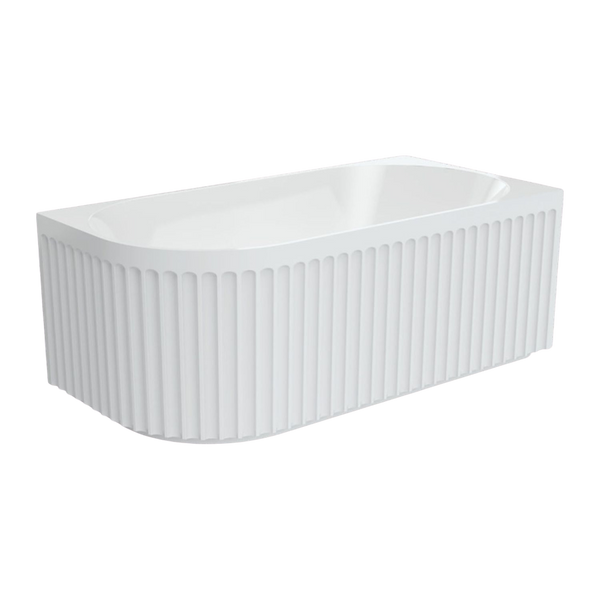 Fienza Eleanor 1500mm Fluted Acrylic Left Hand Corner Bath Gloss White