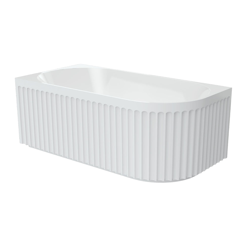 Fienza Eleanor Fluted Right Hand Acrylic Corner Bath 1500mm Gloss White